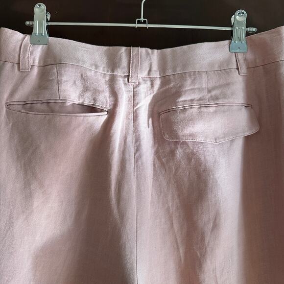 THE SCRIPT | Petal Pink Sofie Linen Blend Wide Leg Pleated Front Trousers Sz 6 - Picture 4 of 5